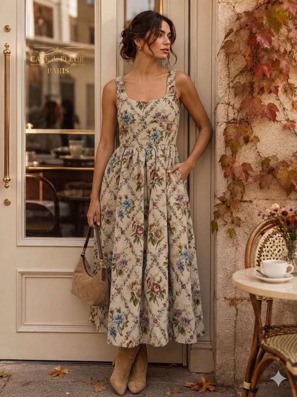 [NWOT] Jacqui E The Label Floral Midi Dress S Cottagecore A-Line